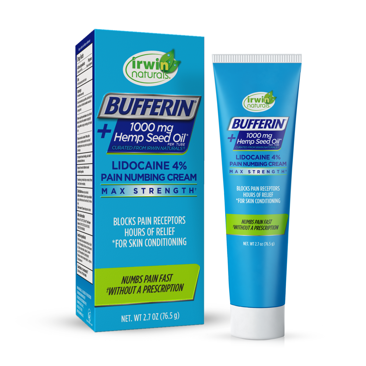 Bufferin Hemp Seed Oil Pain Numbing Cream | Fast-Acting Lidocaine HCl